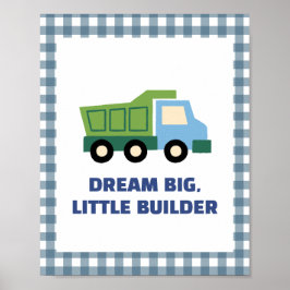 Poster Aesthetic Gingham Border Construction Nursery Wall