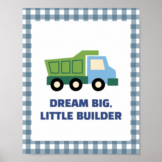 Poster Aesthetic Gingham Border Construction Nursery Wall (Frente)
