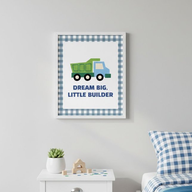 Poster Aesthetic Gingham Border Construction Nursery Wall (Criador carregado)