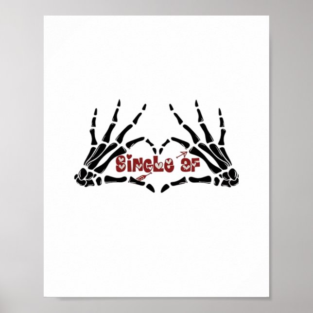 Poster Af Skeleton Mãos Cardíaco Clássico (Frente)