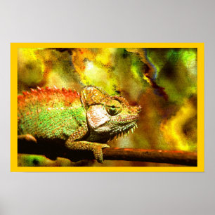 Póster Afeta digital colorida do Panther Chameleon