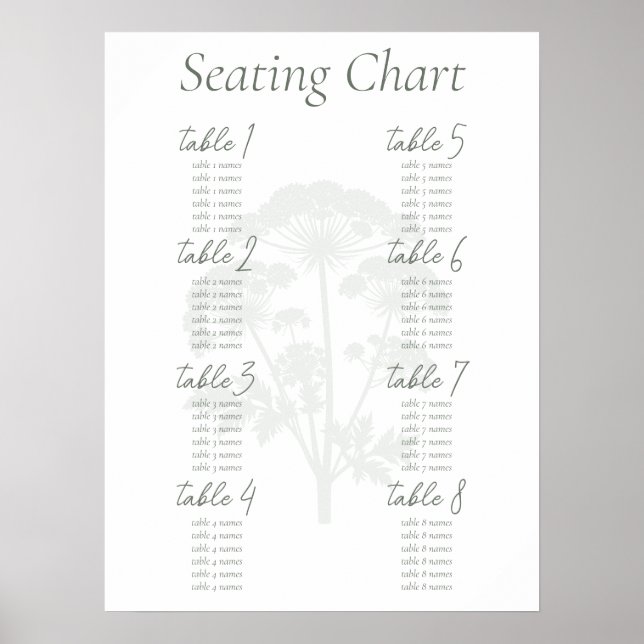 Poster AFETO | Cartaz de Plano de Assentos de Casamento (Frente)
