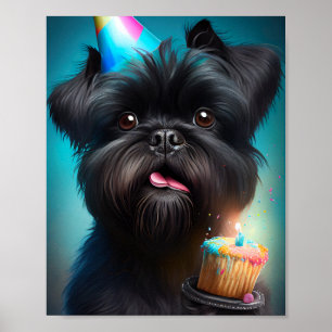 Poster Affenpinscher celebrando Balões de aniversário bol