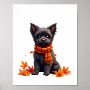 Poster Affenpinscher Com Coração Feito De Folhas De Outon