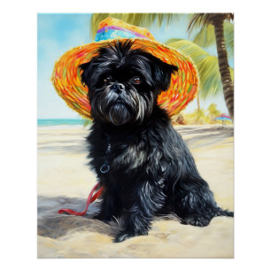 Póster Affenpinscher on Beach, presente de verão para ama