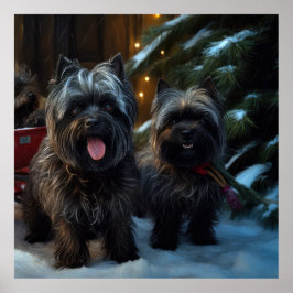 Poster Affenpinscher Snowy Sleigh Passeia Decência de Nat
