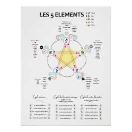 Póster Affiche 5 éléments Médecine Chinoise