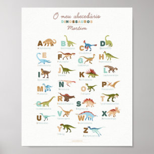 Poster Affiche Abecedário Dinossauros (Português)