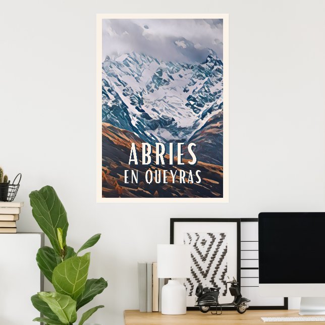 Poster Affiche Abriès en Queyras Station de ski (Escritório em casa)