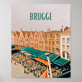 Poster Affiche Bruges Belgique Photo Vintage