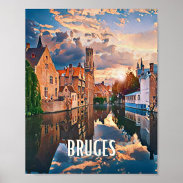 Poster Affiche Bruges Belgique Photo Vintage