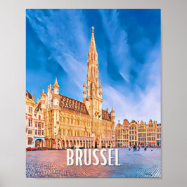 Poster Affiche Bruxelles Belgique Photo Vintage