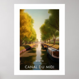 Poster Affiche Canal du midi - France - illustration
