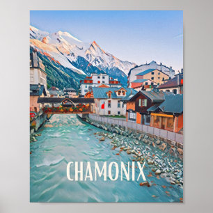 Poster Affiche Chamonix Station de ski