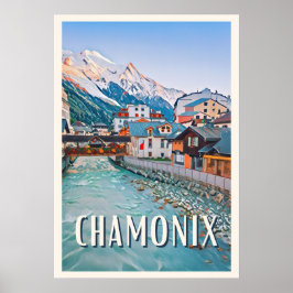 Poster Affiche Chamonix Station de ski