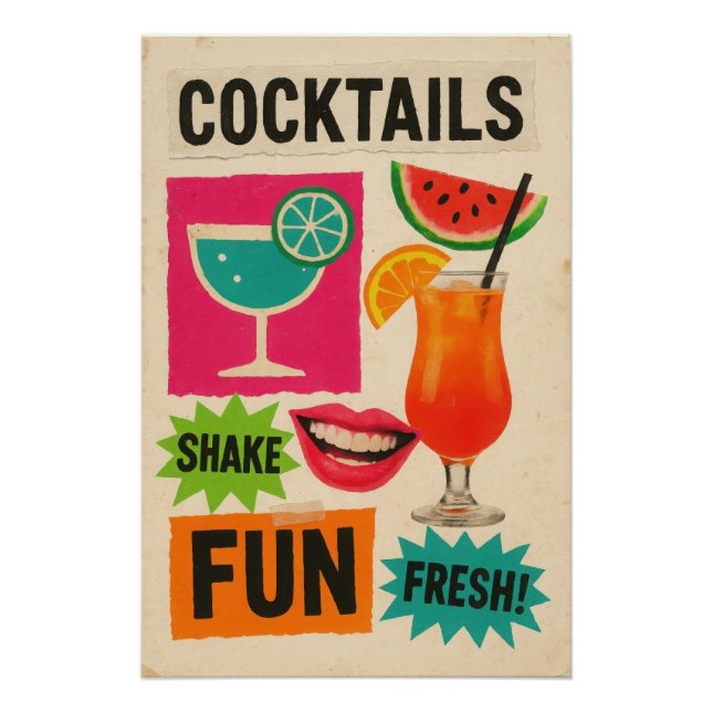 Póster Affiche Cocktails - Collage (Frente)