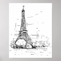 Affiche Dessin de la Tour Eiffel