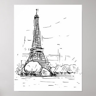 Poster Affiche Dessin de la Tour Eiffel