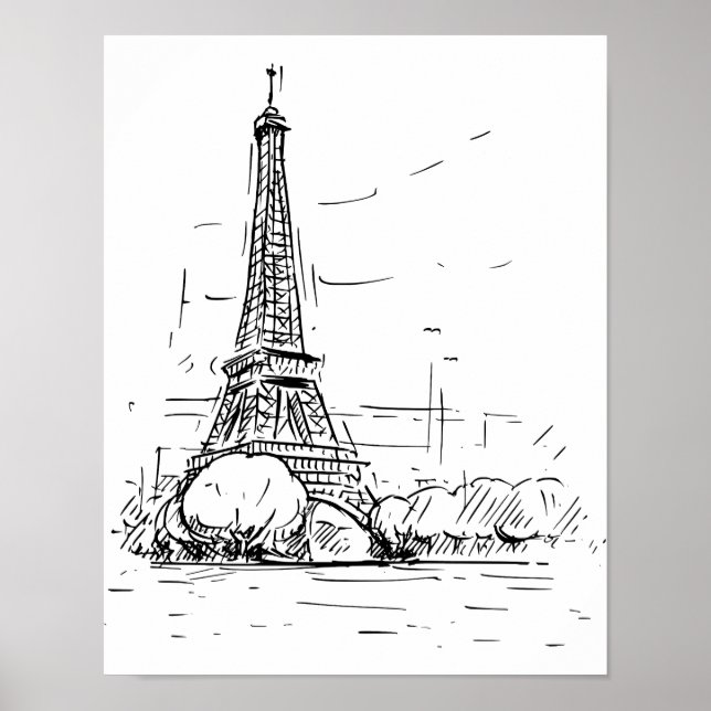 Poster Affiche Dessin de la Tour Eiffel (Frente)