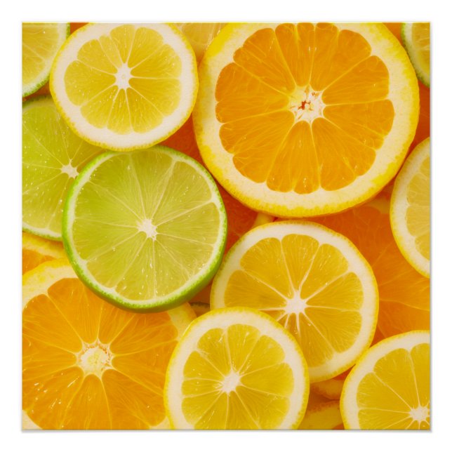 Póster Affiche encadrée motif agrumes – Citron, orange et (Frente)