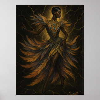 Poster Affiche Femme Danseuse – Art Haute Couture & Plume