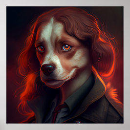 Poster Affiche femme fanatsy dog drole