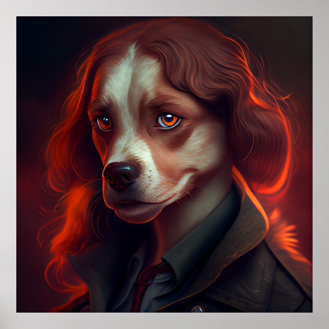 Poster Affiche femme fanatsy dog drole (Frente)