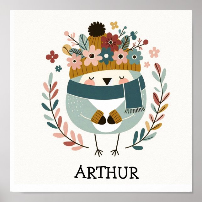 Poster Affiche illustration folk art motif “oiseau“ (Frente)