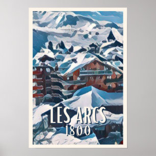 Poster Affiche Les Arcs 1800 Station de ski