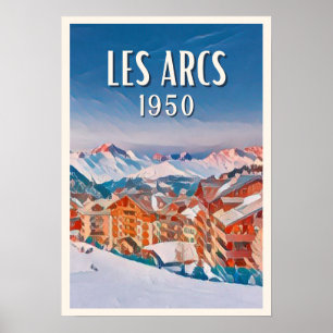 Poster Affiche Les Arcs 1950 Station de ski