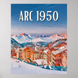 Poster Affiche Les Arcs 1950 Station de ski