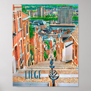 Poster Affiche Liège Belgique Photo Vintage