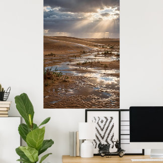 Poster Affiche paysage côtier au coucher du soleil