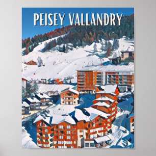Poster Affiche Peisey-Vallandry Station de ski