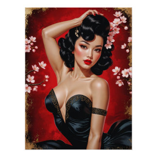 Póster Affiche Pin-Up Asiatique Cerisier en fleur🌸