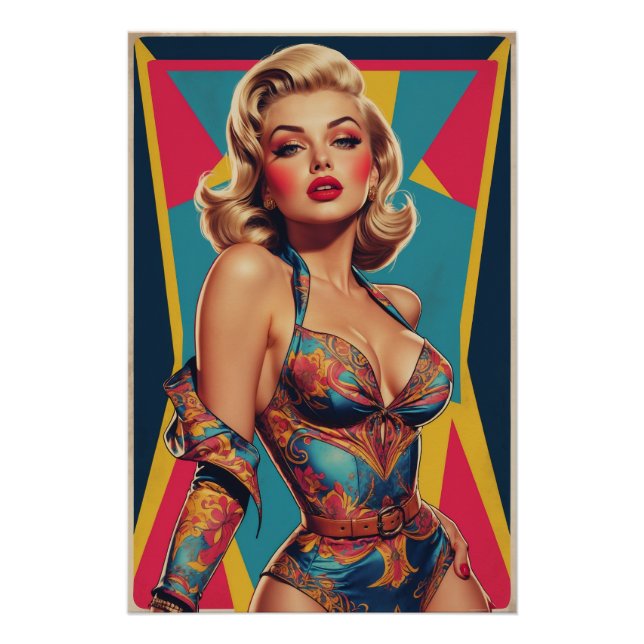 Póster Affiche Pin-up Blonde Pop Art  (Frente)