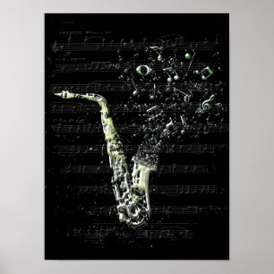 Poster Affiche saxofone noir