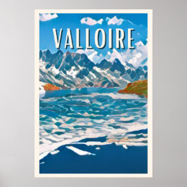Poster Affiche Valloire Station de ski