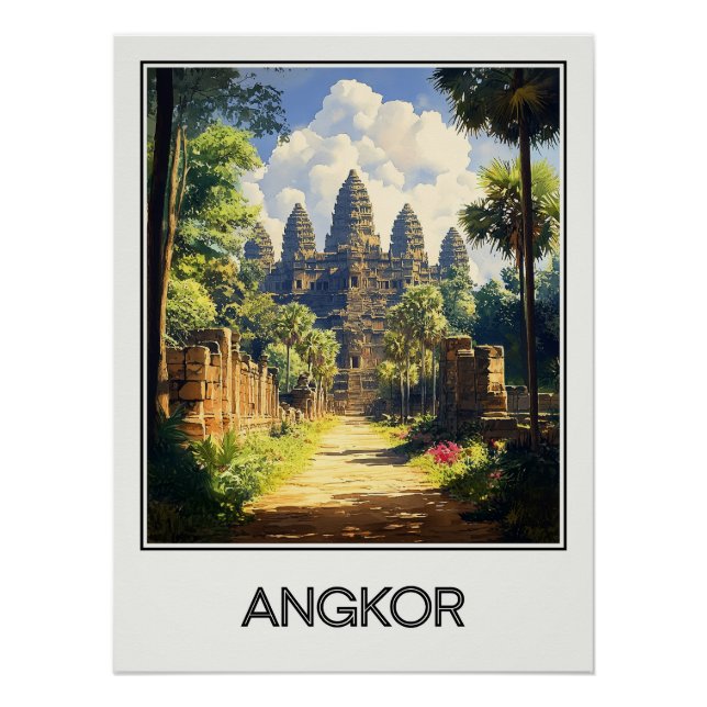 Póster Affiche vintage Angkor, temple majestueux (Frente)