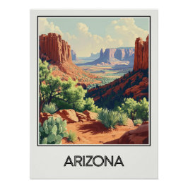 Póster Affiche vintage Arizona, paysages du Far West