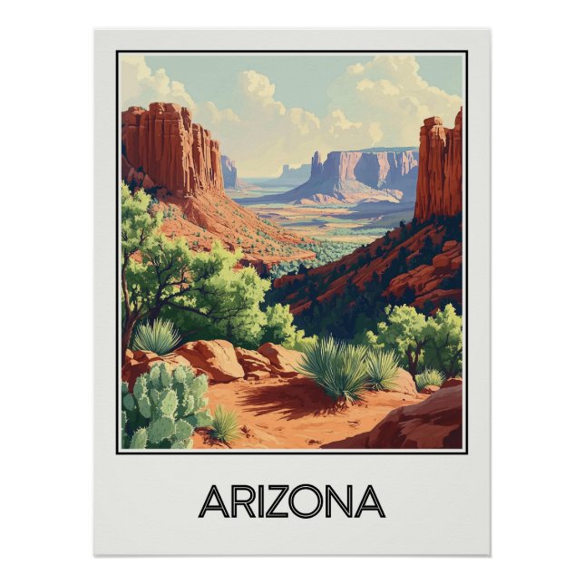 Póster Affiche vintage Arizona, paysages du Far West (Frente)
