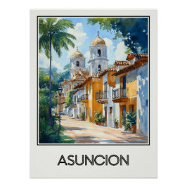 Póster Affiche vintage Asuncion, charme colonial
