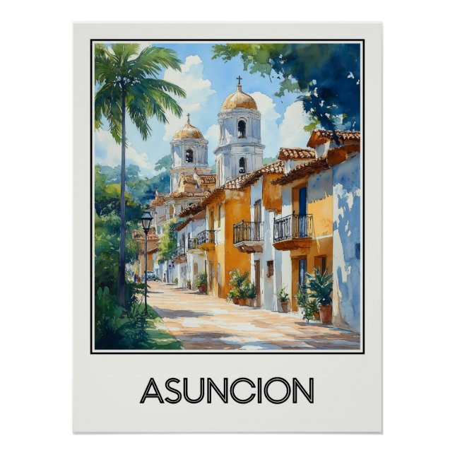 Póster Affiche vintage Asuncion, charme colonial (Frente)