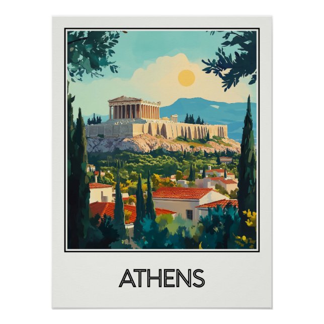 Póster Affiche vintage Athens, splendeur de l’Acropole (Frente)
