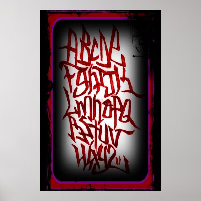 Poster Affise - alfabet graffitti - röd (Frente)