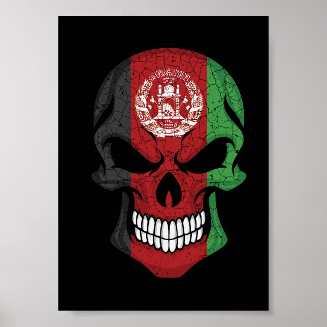 Poster Afganistan Smiling Skull Flag (Frente)