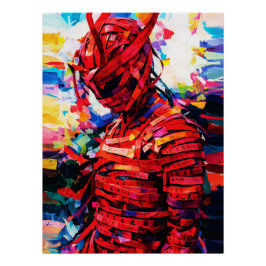 Póster Afigura de Caligrafia Vibrante em Rotulo Vermelho