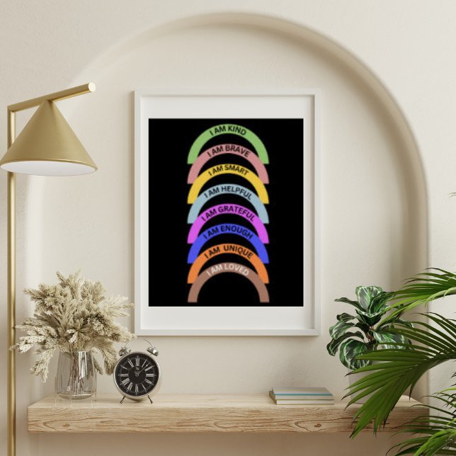 PÓSTER AFIRMAÇÃO CITAR CRIANÇAS DE COR MULTICOR (AFFIRMATION QUOTE MULTI COLOR RAINBOW KIDS POSTER)