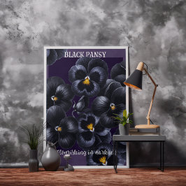 Poster Afirmação das Flores Negras Escuras