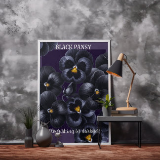 Poster Afirmação das Flores Negras Escuras